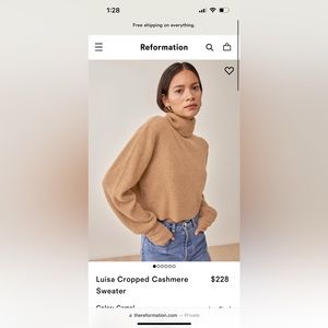 Reformation Luisa Cashmere Cropped Sweater Camel XS